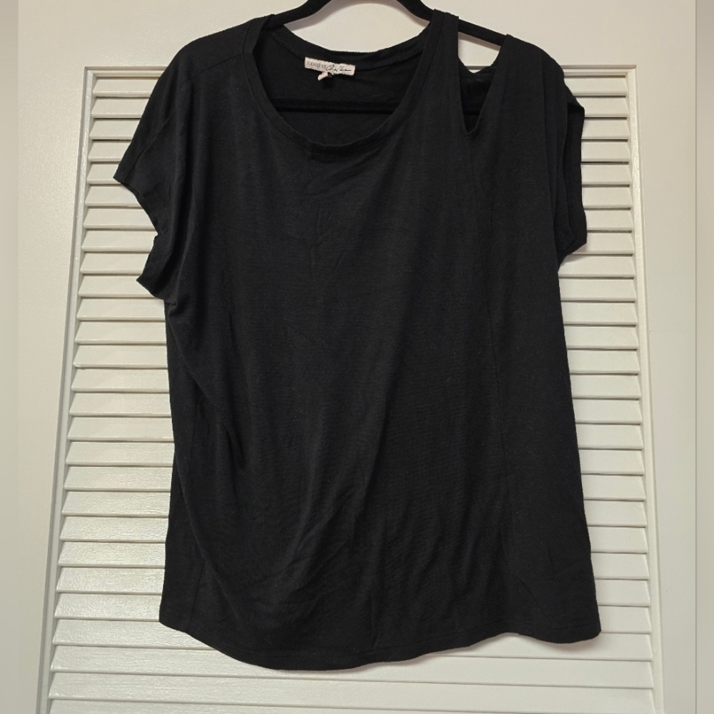 Express - Black One Cold-Shoulder Short-Sleeve Top